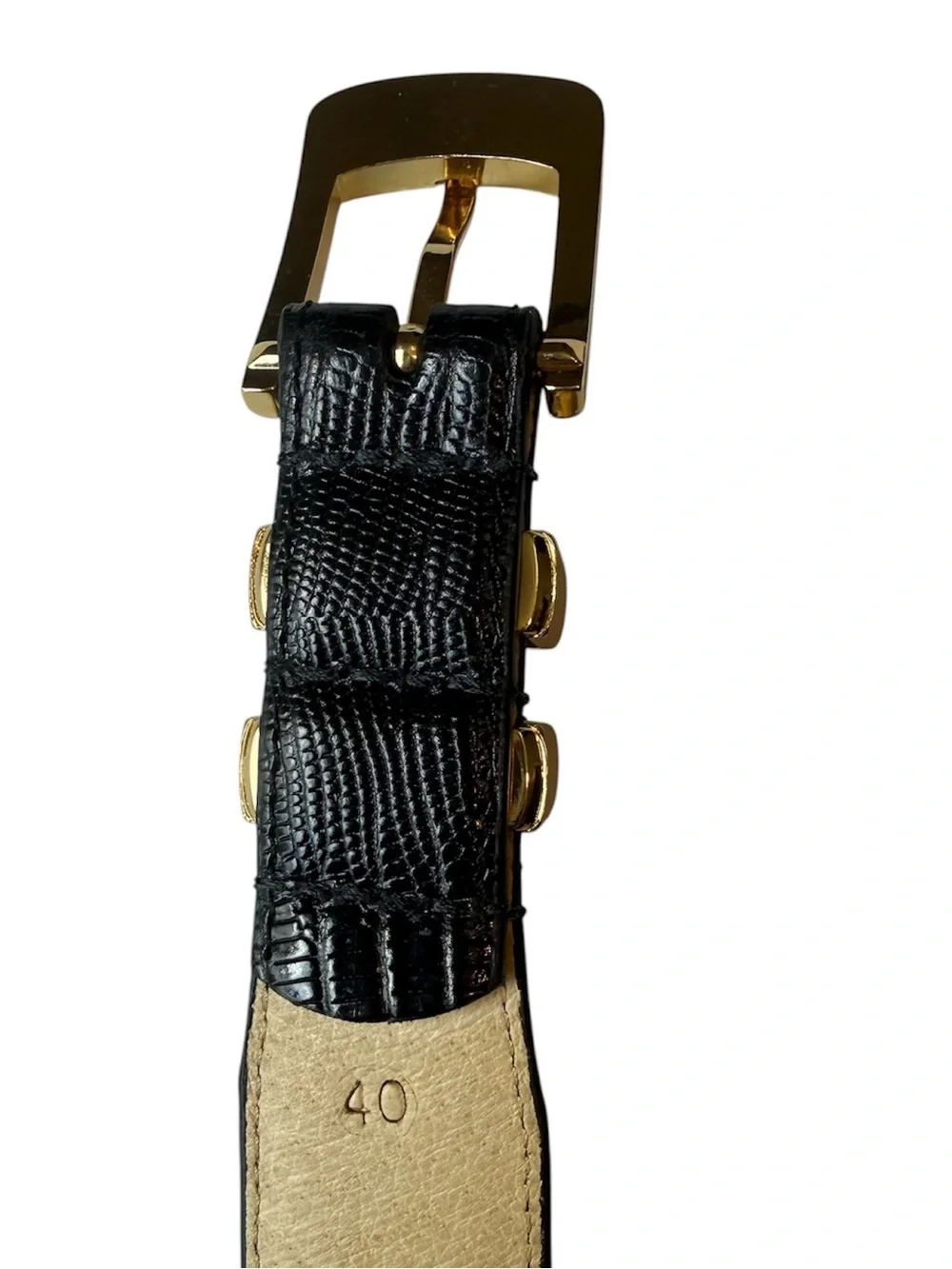 Belt Master Black Genuine Leather Lizard Print Men’s Belt Size 40